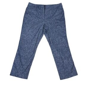 Ann Taylor Heathered Blue Linen Blend‎ Cropped Pants Size 14 chambray blue